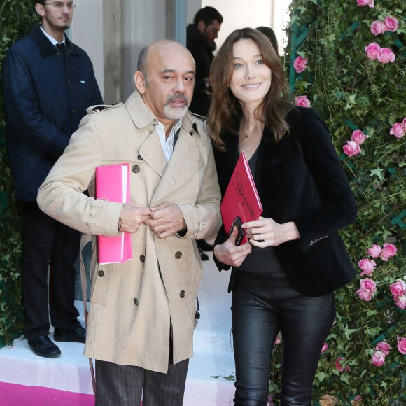 Christian Louboutin et Carla Bruni-Sarkozy - Sortie du défilé Haute Couture Schiaparelli Printemps 2016 à Paris, le 25 janvier 2016. ©CVS/Veeren/Bestimage