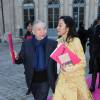 Jean Todt et sa compagne Michelle Yeoh - Sortie du défilé Haute Couture Schiaparelli Printemps 2016 à Paris, le 25 janvier 2016. ©CVS/Veeren/Bestimage