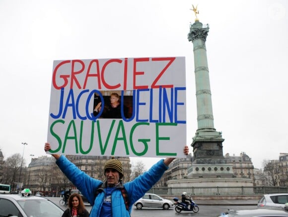Manifestion pour demander la grâce de Jacqueline Sauvage, Paris, le 23 janvier 2016.