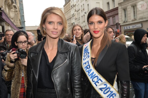 Sylvie Tellier et Iris Mittenaere (Miss France 2016) - Arrivées au défilé Haute Couture Jean Paul Gaultier Printemps-Eté 2016 à Paris, le 27 janvier 2016. © CVS-Veeren/Bestimage