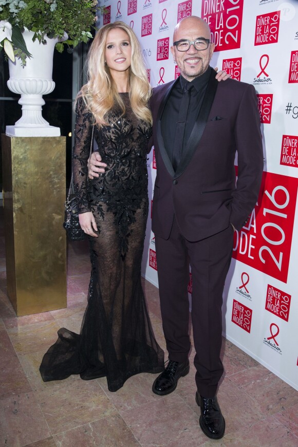 Pascal Obispo et Julie Hantson - Dîner de la mode 2016 pour le Sidaction au pavillon d'Armenonville à Paris, le 28 janvier 2016. ©Olivier Borde/Bestimage