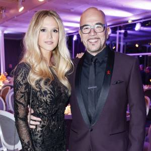 Pascal Obispo et Julie Hantson - Dîner de la mode 2016 pour le Sidaction au pavillon d'Armenonville à Paris, le 28 janvier 2016. ©Olivier Borde/Bestimage 