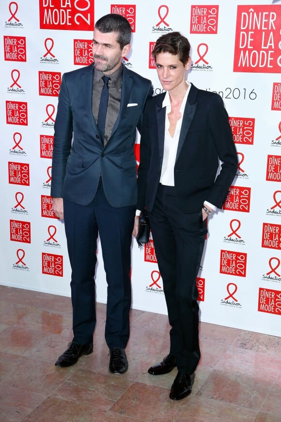 Hélène Fillières et Matthieu Tarot - Dîner de la mode 2016 pour le Sidaction au pavillon d'Armenonville à Paris, le 28 janvier 2016.