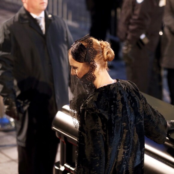 Céline Dion lors des obsèques nationales de René Angélil en la Basi­lique Notre-Dame de Montréal, le 22 janvier 2016 © Dominique Jacovides