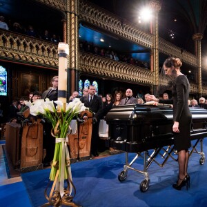 Céline Dion, son fils René-Charles aux obsèques nationales de René Angélil en la Basi­lique Notre-Dame de Montréal, le 22 janvier 2016 © Olivier Samson Arcand / OSAIMAGES / FEELING