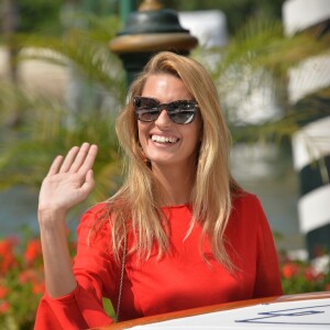 Sveva Alviti arrivant au Lido pour assister au 71e festival international du film de Venise, le 27 août 2014.