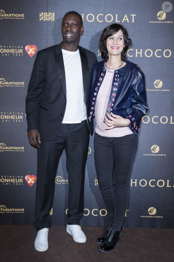 Omar Sy et Clotilde Hesme enceinte - Avant-première du film "Chocolat" au Gaumont Champs-Elysées Marignan à Paris, le 1er février 2016. © Olivier Borde/Bestimage