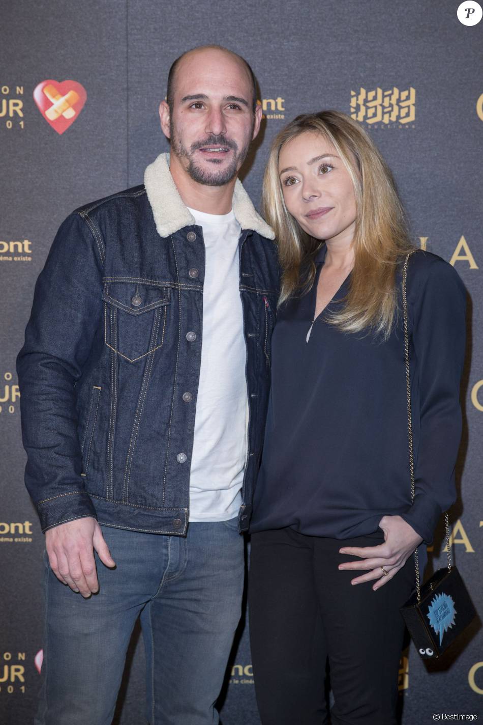 cartman aka sebastien patoche de son vrai nom nicolas bonaventure ciattoni et sa femme aurelia crebessegues avant premiere du film chocolat au gaumont cham purepeople