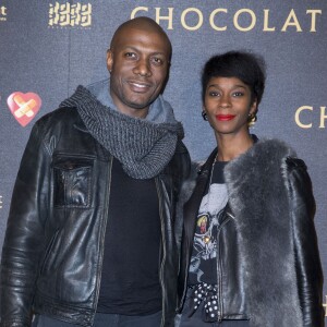Harry Roselmack et sa femme Chrislaine - Avant-première du film "Chocolat" au Gaumont Champs-Elysées Marignan à Paris, le 1er février 2016. © Olivier Borde/Bestimage