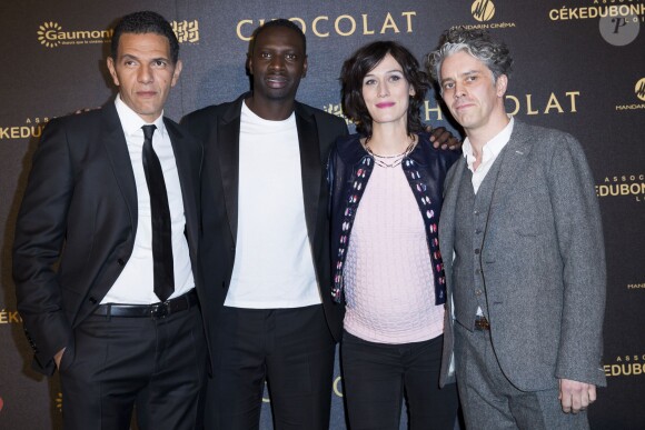 Roschdy Zem, Omar Sy, Clotilde Hesme enceinte, James Thierrée - Avant-première du film "Chocolat" au Gaumont Champs-Elysées Marignan à Paris, le 1er février 2016. © Olivier Borde/Bestimage