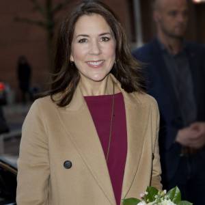 La princesse Mary de Danemark arrive pour une réunion dans les locaux de la Croix Rouge à Slagelse le 1er février 2016 dans le cadre d'un programme de luttre contre l'exclusion soutenu par sa fondation.