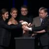Céline Dion, son fils René-Charles et les enfants de René Angélil - Cérémonie d'hommage à René Angélil, à Las Vegas, le 3 février 2016