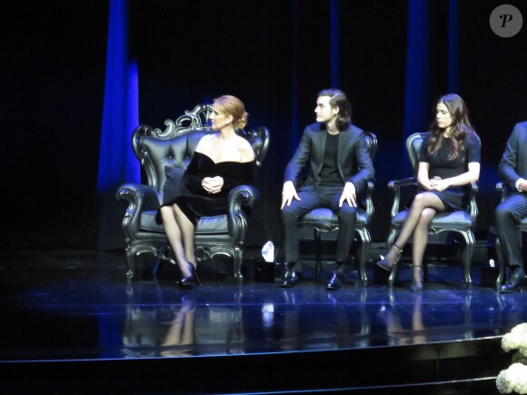 Céline Dion assiste à la cérémonie en hommage à son mari René Angélil, intitulée "Celebration of Life" avec son fils aîné René-Charles au Caesars Palace de Las Vegas le 3 février 2016.