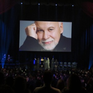 Céline Dion assiste à la cérémonie en hommage à son mari René Angélil, intitulée "Celebration of Life" avec son fils aîné René-Charles au Caesars Palace de Las Vegas le 3 février 2016.