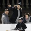 Exclusif - Tom Brady, sa femme Gisele Bündchen, la soeur de Tom, Nancy, et son mari Steve Bonelli assistent à un match de hockey de Benjamin (fils de Tom Brady et Gisele Bündchen). Boston, le 31 janvier 2016.