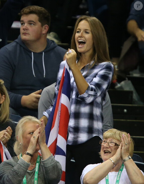 Kim Sears lors de la demi-finale de Coupe Davis entre la Grande-Bretagne et l'Australie, à l'Emirates Arena de Glasgow, le 19 septembre 2015