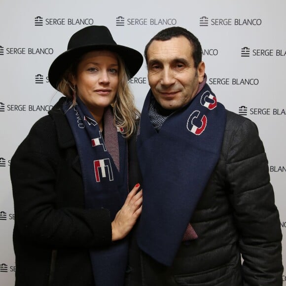 Exclusif - Zinedine Soualem et sa compagne Caroline Faindt lors de la soirée "Fous Ta Doudoune" sur le rooftop de Serge Blanco, à Paris le 4 février 2016 © Marc Ausset-Lacroix