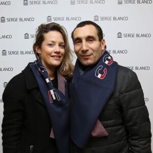 Exclusif - Zinedine Soualem et sa compagne Caroline Faindt lors de la soirée "Fous Ta Doudoune" sur le rooftop de Serge Blanco, à Paris le 4 février 2016 © Marc Ausset-Lacroix