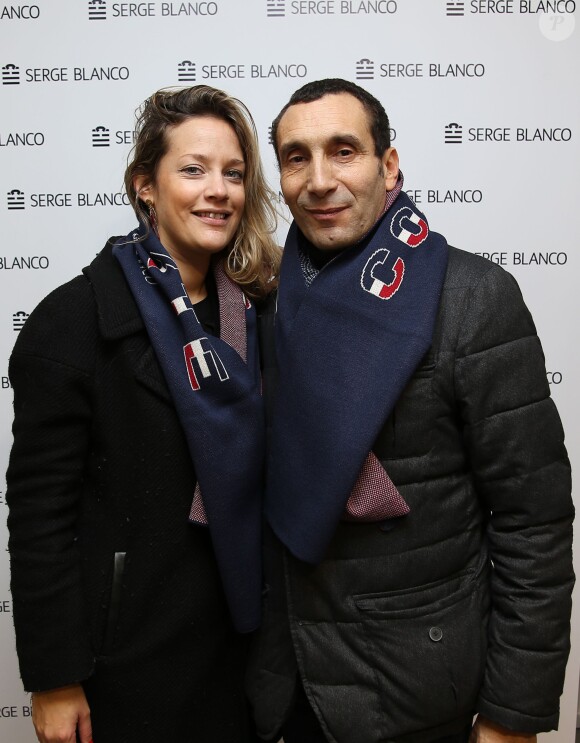 Exclusif - Zinedine Soualem et sa compagne Caroline Faindt lors de la soirée "Fous Ta Doudoune" sur le rooftop de Serge Blanco, à Paris le 4 février 2016 © Marc Ausset-Lacroix