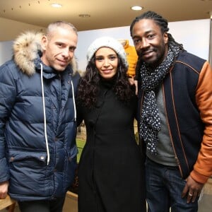 Exclusif - Medi Sadoun, Aïda Touihri et Noom Diawara lors de la soirée "Fous Ta Doudoune" sur le rooftop de Serge Blanco, à Paris le 4 février 2016 © Marc Ausset-Lacroix