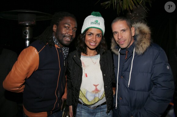 Exclusif - Noom Diawara, Laurence Roustandjee et Medi Sadoun -lors de la soirée "Fous Ta Doudoune" sur le rooftop de Serge Blanco, à Paris le 4 février 2016 © Marc Ausset-Lacroix