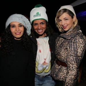 Exclusif - Aïda Touihri, Laurence Roustandjee et Eléonore Boccara lors de la soirée "Fous Ta Doudoune" sur le rooftop de Serge Blanco, à Paris le 4 février 2016 © Marc Ausset-Lacroix