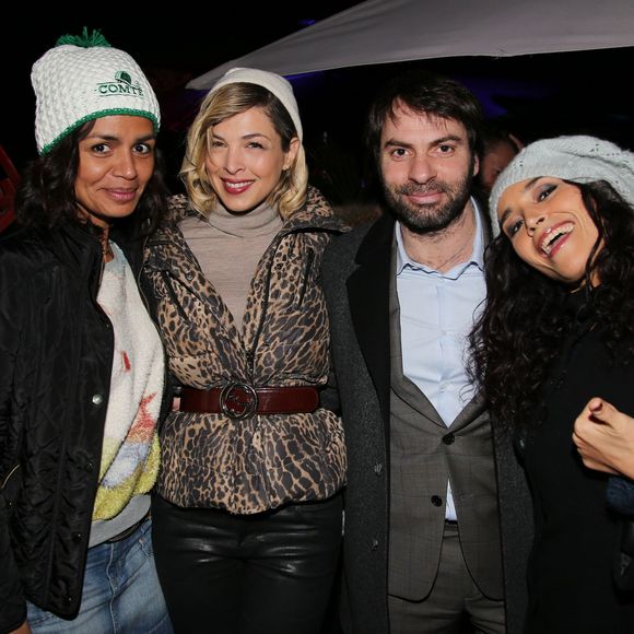 Exclusif - Laurence Roustandjee, Eléonore Boccara, Christophe Dominici, Aïda Touihri lors de la soirée "Fous Ta Doudoune" sur le rooftop de Serge Blanco, à Paris le 4 février 2016 © Marc Ausset-Lacroix