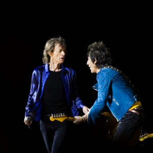Mick Jagger, Ronnie Wood et Keith Richards - Les Rolling Stones en concert au festival Roskilde. Le 3 juillet 2014