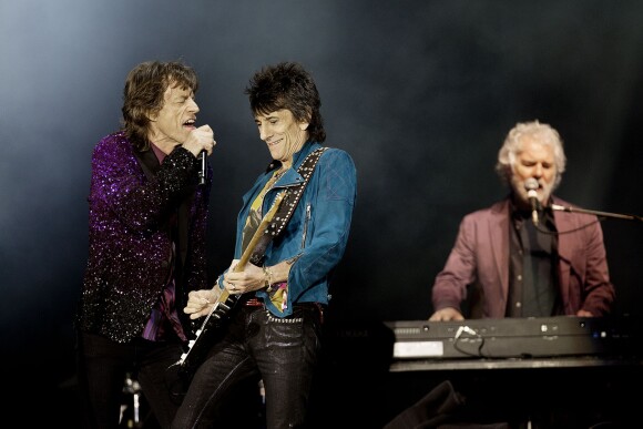 Mick Jagger, Ronnie Wood - Les Rolling Stones en concert au festival Roskilde lLe 3 juillet 2014