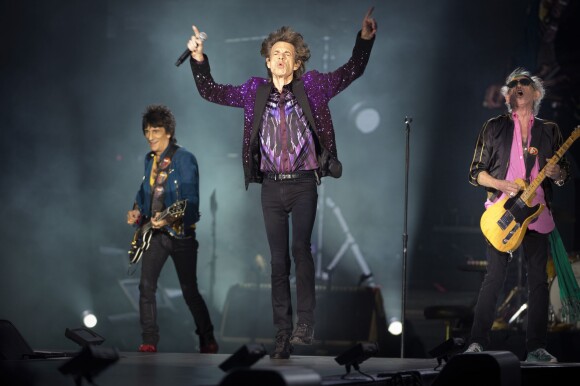 Ronnie Wood, Mick Jagger et Keith Richards - Les Rolling Stones en concert au festival Roskilde le 3 juillet 2014