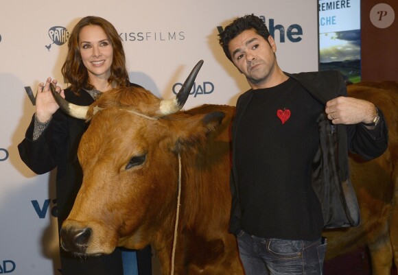 Mélissa Theuriau et son mari Jamel Debbouze - Avant-première du film "La Vache" au cinéma Pathé Wepler à Paris le 14 février 2016. © Coadic Guirec/Bestimage