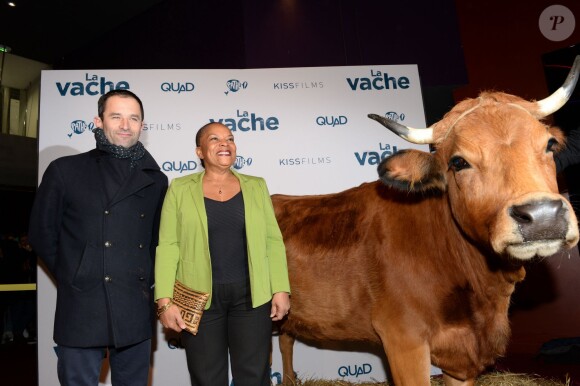 Benoît Hamon et Christiane Taubira - Avant-première du film "La Vache" au cinéma Pathé Wepler à Paris le 14 février 2016. © Coadic Guirec/Bestimage