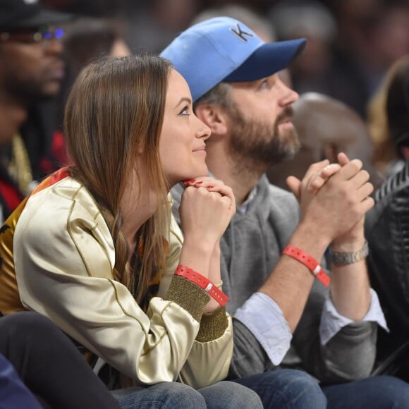 Olivia Wilde et Jason Sudeikis lors du All Star Game à l'Air Canada Centre de Toronto, le 14 février 2016