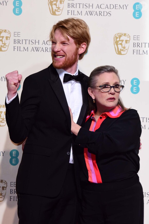 Domhnall Gleeson et Carrie Fisher - 69e cérémonie des British Academy Film Awards (BAFTA) à Londres, le 14 février 2016.