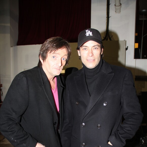 Exclusif - Pierre Palmade et Anthony Delon - Backstage du concert de Régine au théâtre des Folies Bergère à Paris le 14 février 2016. ©Philippe Baldini/Bestimage