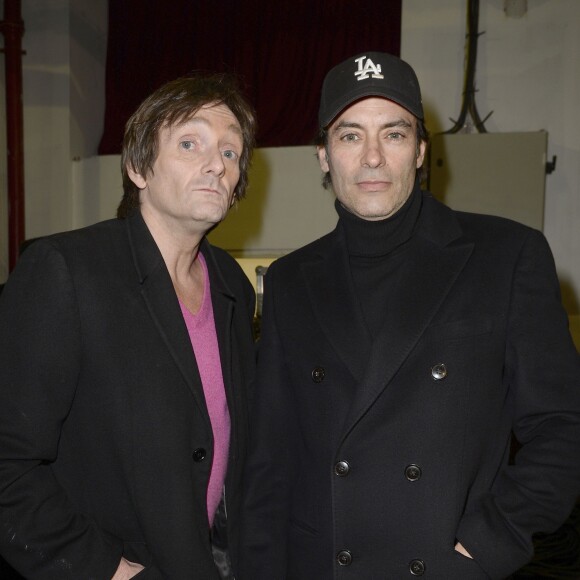 Exclusif - Pierre Palmade et Anthony Delon - Backstage du concert de Régine au théâtre des Folies Bergère à Paris le 14 février 2016. ©Coadic Guirec/Bestimage