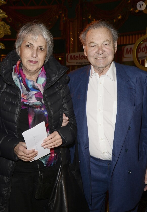 Exclusif - Maurice Bidermann (frère de Régine) et une amie de la famille - Concert de Régine au théâtre des Folies Bergère à Paris le 14 février 2016. ©Coadic Guirec/Bestimage
