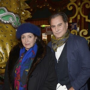 Exclusif - Françoise Fabian et le créateur Leonard Cione - Concert de Régine au théâtre des Folies Bergère à Paris le 14 février 2016. ©Coadic Guirec/Bestimage