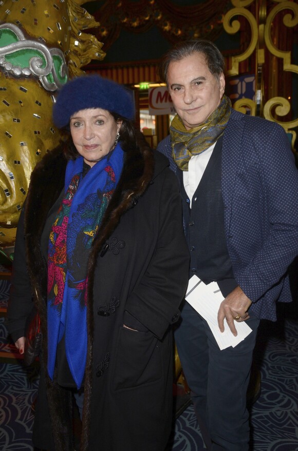 Exclusif - Françoise Fabian et le créateur Leonard Cione - Concert de Régine au théâtre des Folies Bergère à Paris le 14 février 2016. ©Coadic Guirec/Bestimage