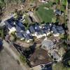 Vues aériennes de la maison de Kanye West et Kim Kardashian encore en chantier depuis de long mois le 18 février 2016 à Los Angeles dans le quartier de Hidden Hills. Le couple star a acquis cette maison pour environ 20 millions de dollars. Ensuite ils ont acheté la villa voisine pour un montant de 3 millions de dollars. Leur projet de rénovation inclus une construction nouvelle qui reste encore inachevé. Les images montrent juste le trou béant qui devait accueillir le projet final. Un véritable domaine mais qui reste encore un projet inachevé. Le délai prévu sera largement dépassé et les travaux seront terminés bien après 2019.