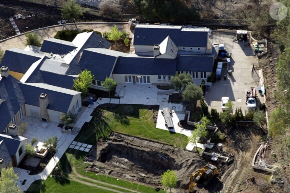 Vues aériennes de la maison de Kanye West et Kim Kardashian encore en chantier depuis de long mois le 18 février 2016 à Los Angeles dans le quartier de Hidden Hills.