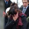 Sophie Marceau en larmes aux obsèques de son ex-mari Andrzej Zulawski à Gora Kalwaria, près de Varsovie en Pologne le 22 février 2016. BEW / Bestimage