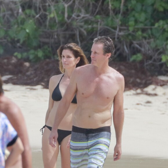 Cindy Crawford et son mari Rande Gerber en vacances à Saint Barthélémy le 18 février 2016.