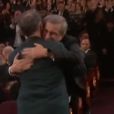 Mark Rylance a décroché l'Oscar du meilleur acteur dans un second rôle pour Le Pont des espions. Son réalisateur Steven Spielberg le félicite - 28 février 2016