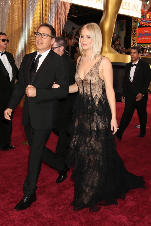 David O. Russell et Jennifer Lawrence - 88ème cérémonie des Oscars à Hollywood, le 28 février 2016.