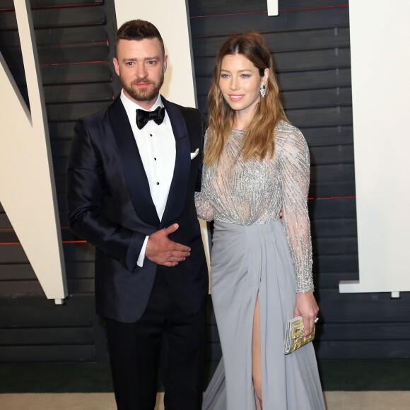 Justin Timberlake et sa femme Jessica Biel - Soirée "Vanity Fair Oscar Party" après la 88e cérémonie des Oscars à Hollywood, le 28 février 2016.