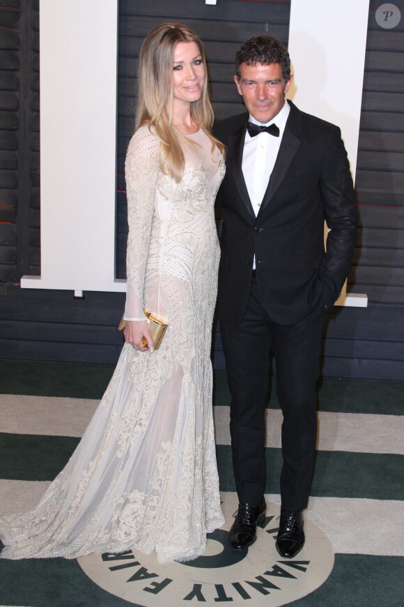 Antonio Banderas et sa compagne Nicole Kimpel - Soirée "Vanity Fair Oscar Party" après la 88e cérémonie des Oscars à Hollywood, le 28 février 2016.
