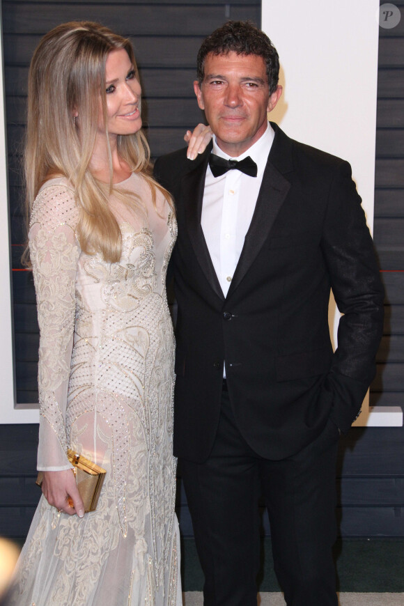 Antonio Banderas et sa compagne Nicole Kimpel - Soirée "Vanity Fair Oscar Party" après la 88e cérémonie des Oscars à Hollywood, le 28 février 2016.