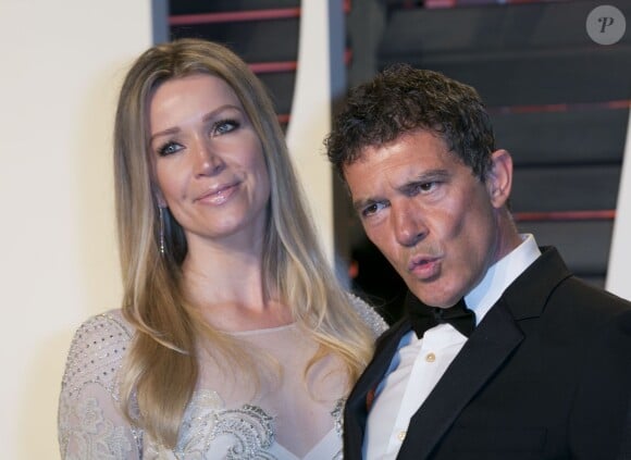 Antonio Banderas et sa compagne Nicole Kimpel - Soirée "Vanity Fair Oscar Party" après la 88e cérémonie des Oscars à Hollywood, le 28 février 2016.