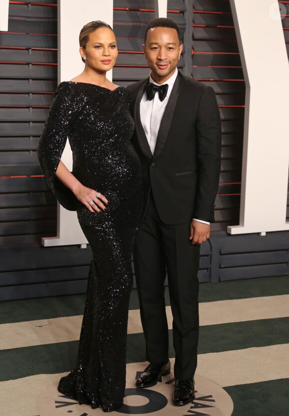 Chrissy Teigen et John Legend - Soirée "Vanity Fair Oscar Party" après la 88e cérémonie des Oscars à Hollywood, le 28 février 2016.